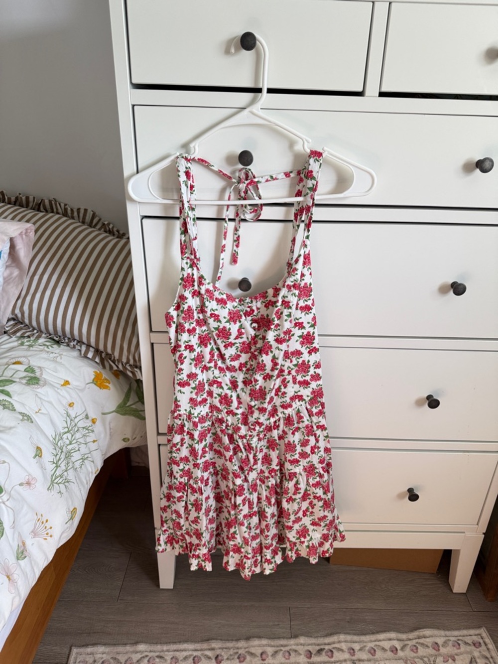 wild fable White and Pink Floral Halter Mini Dress